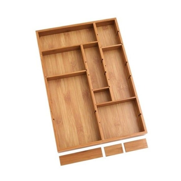Bamboo Drawer Organizer Up to 11 Compartments - Set of 2 (Bx 6) - Picture 5 of 9